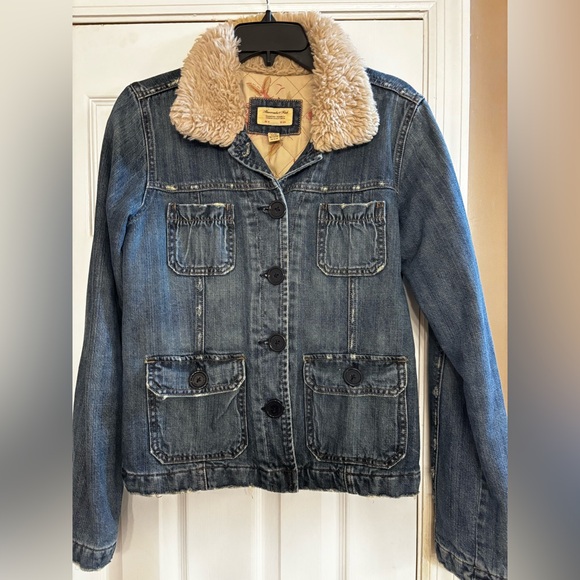 Y2K Abercrombie & Fitch Sherpa Jean Jacket Med - Picture 2 of 7